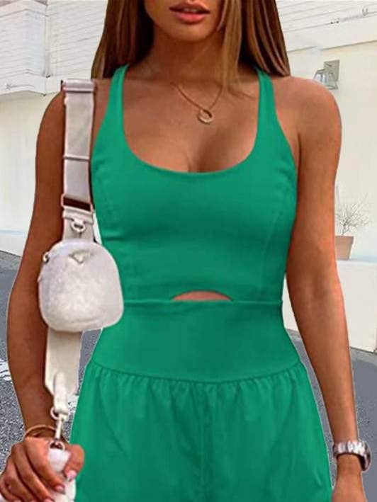 sleeveless workout rompers for wholesale by Queen Fashion