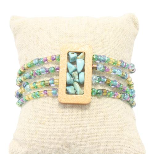 Ciao Bella Jewelry Inc - Vendita all'ingrosso Bracciale con perline - Braccialetto elasticizzato con pietre preziose rettangolari multifilo11