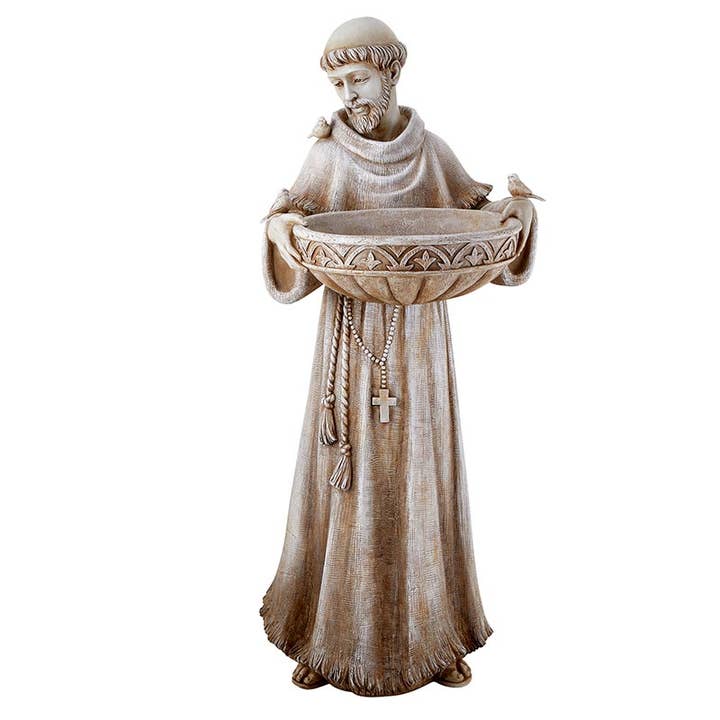 24" St Francis Bird Bath/Feedr for wholesale by Christian Brands Catholic