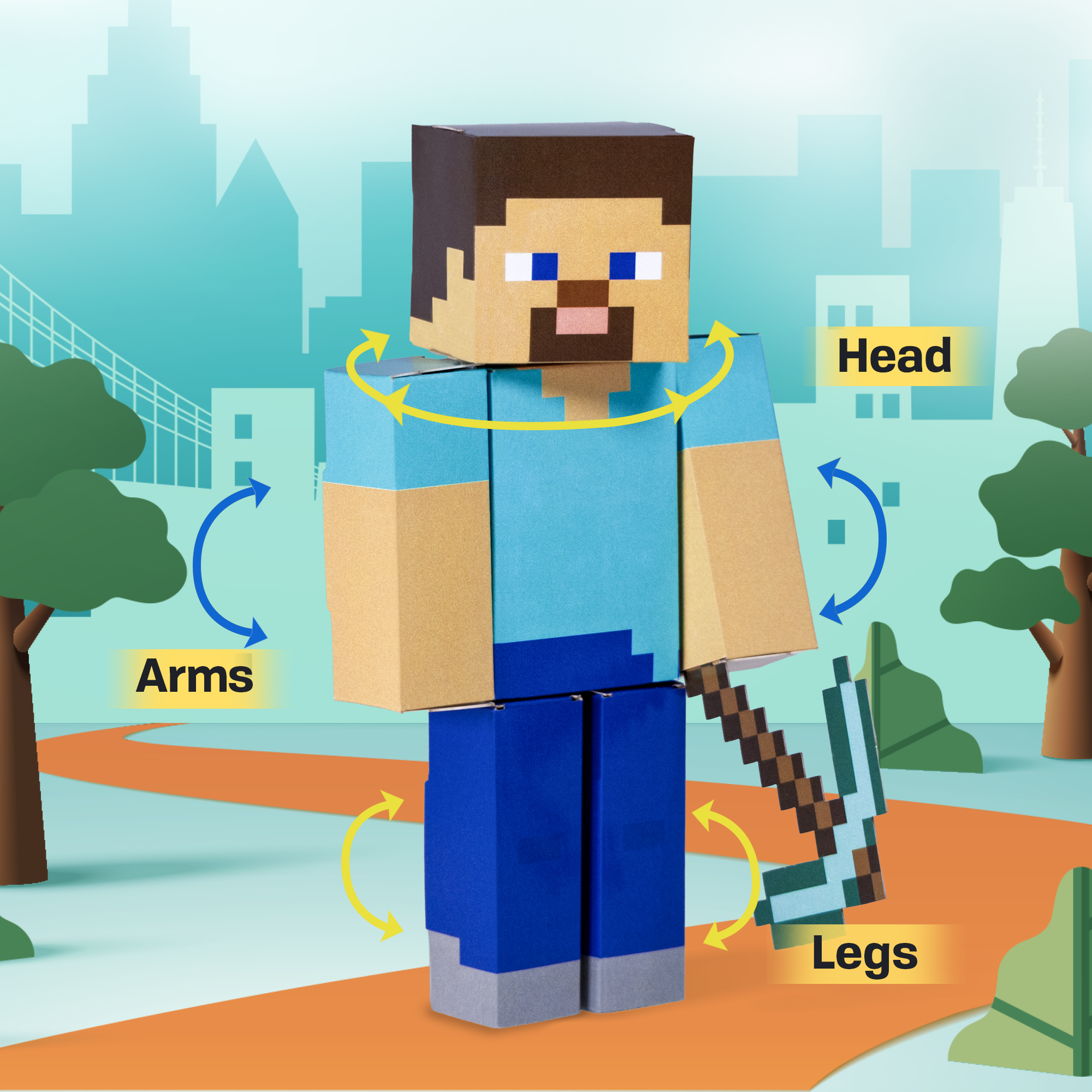 Cubles | Paperboard Character Kits - Wholesale Build-a-Toy - Kids - Minecraft | Steve Cuble3