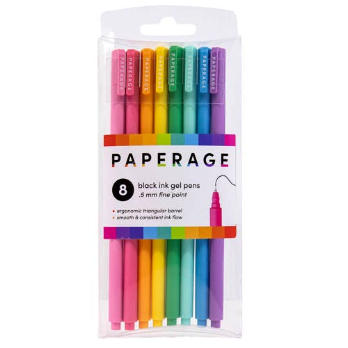 0.5mm Fine Point Black Ink Gel Pens 8PK for wholesale by Paperage