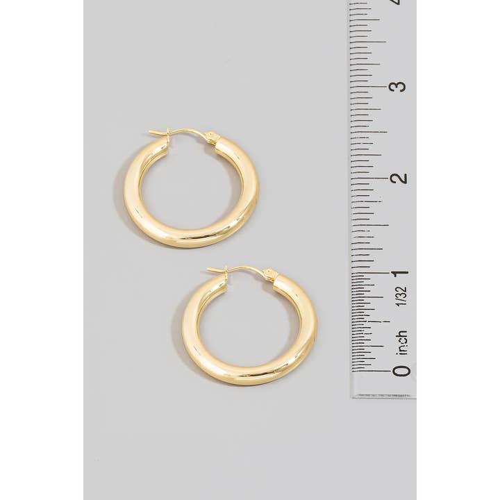 The Looks by Fame Accessories - Wholesale Hoop Earrings - Metallic Tube Latch Hoop Earrings