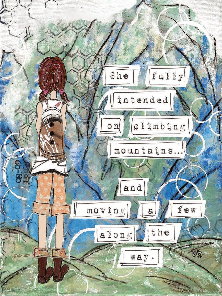 Hon var helt tänkt på Klättring Mountains. Wall Art Print för wholesale av Redefining She