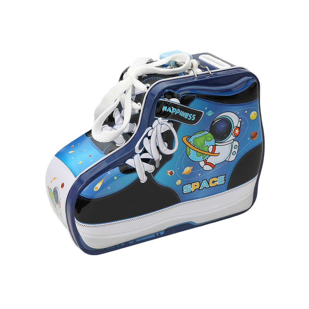 Sensibling Corp. - Wholesale Money/Piggy Bank - Kids & Baby - Space Sneakers Shaped Lockable Tin Case Coin Bank1