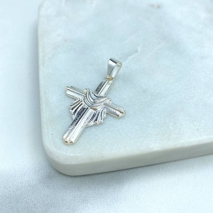 DIJU Jewelry - Venta al por mayor Abalorios/colgantes individuales - Colgante de cruz con sudario chapado en plata o estatua del Cristo Redentor de Jesús, Cristo Redentor Río Brasil, solo colgante, joyas al por mayor