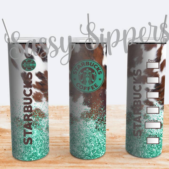 Coffee Cow Print Sublimation Tumbler for wholesale by K. I. Designs