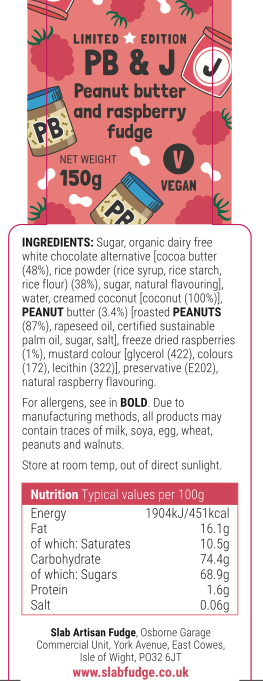 Slab Artisan Fudge – wholesale Fudge – PB + J Fudge Slab - Vegan (Ltd Edition)3