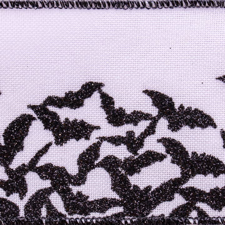 Vickerman 2.5" x 10 Yards Black White Bats Ribbon. for wholesale on Faire1