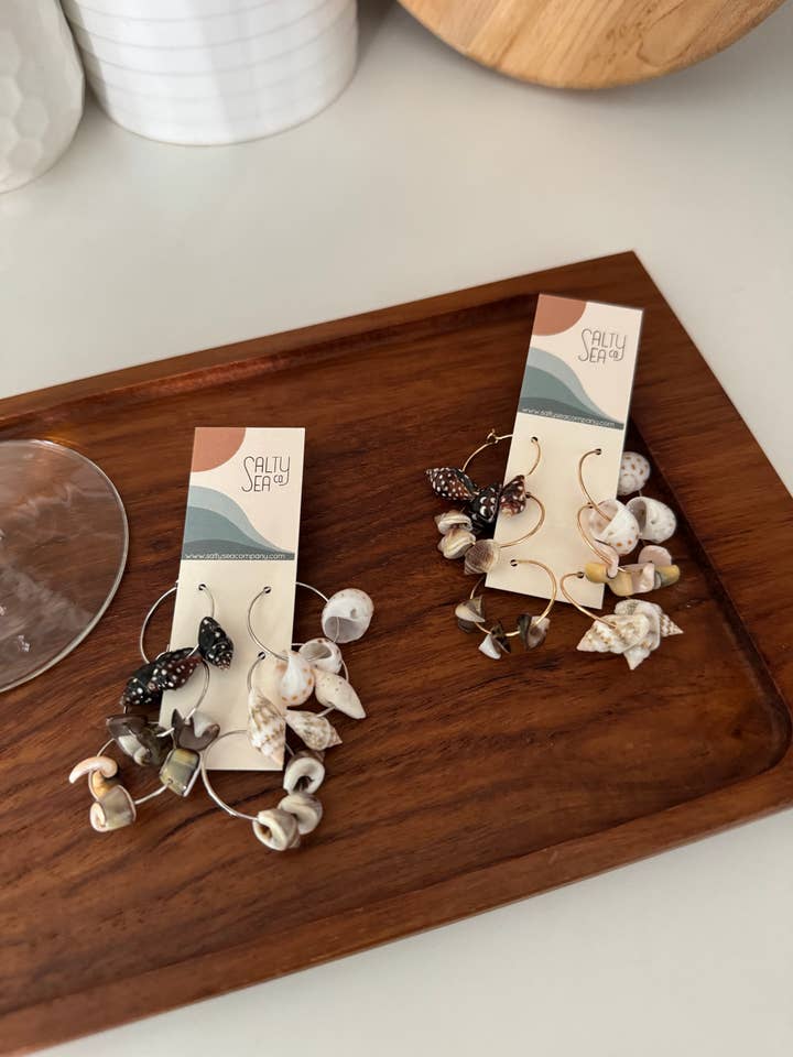 Natural Shell Wine Glass Charms | Set of 6 for wholesale by Salty Sea Company