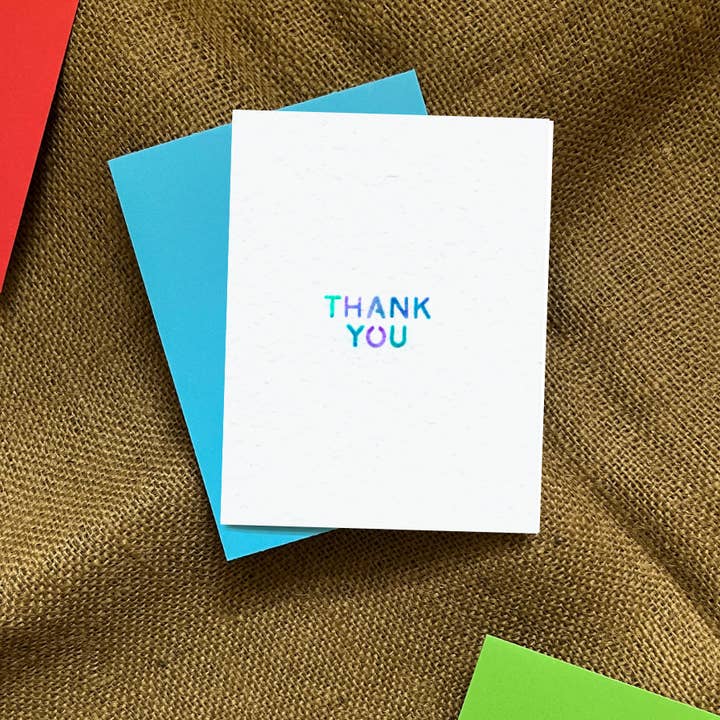 Carte de vœux de remerciement (bleue) pour la vente par Cozy Arts