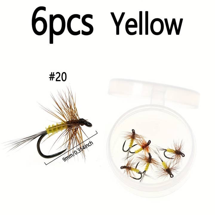 CANADA JME HEALTH NUTRITION CORP. - Wholesale Sporting Accessories - 6pcs/Box Barbless Mayfly Dryfly Fly Fishing Lures Floating Artificial Insect Bait for Trout Perch Bluegill Fishing Lures