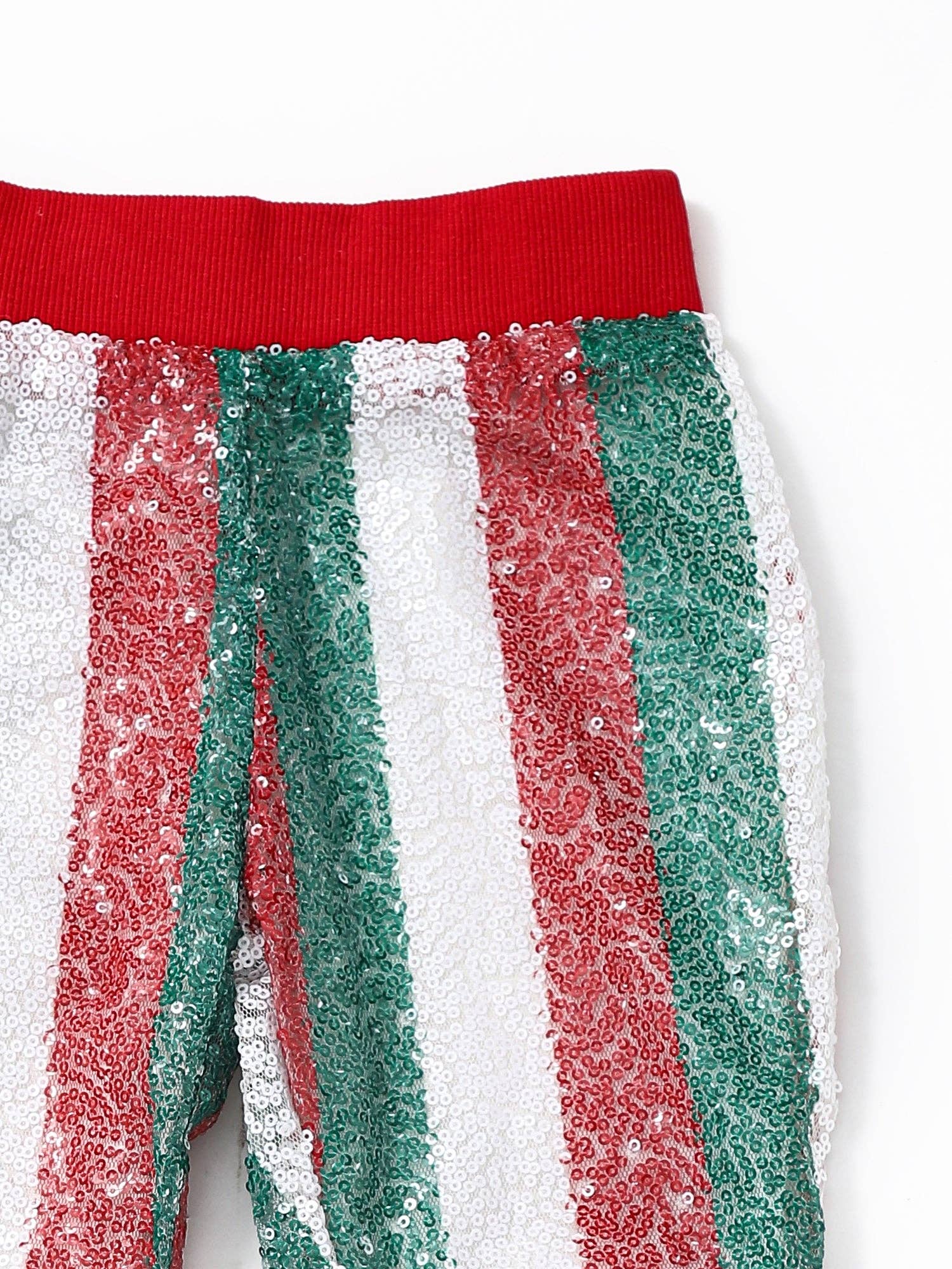 sassy kids palace - Wholesale Pants - Kids - Girls Green Red Stripe Sequin Christmas Pants1