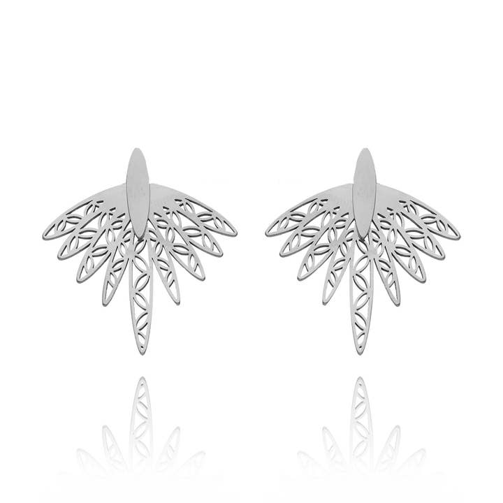 Silver Stainless Steel Earrings with Inlaid Decoration for wholesale by IngrossoFashion by INCI SRL