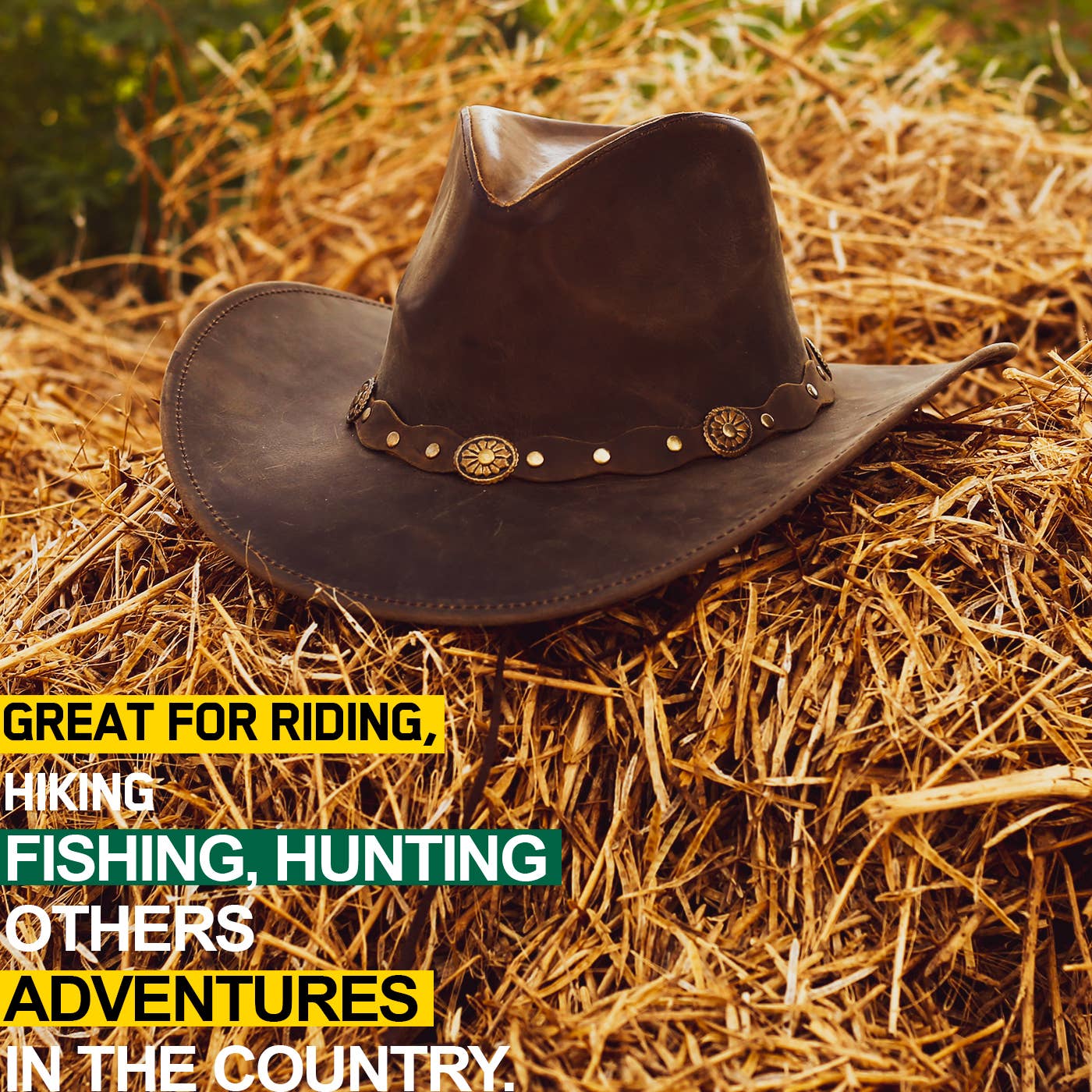 Hadzam – Großhandel Cowboyhut – Unisex – Unisex Western-Leder-Cowboyhut mit formbarem braunem breiten Rand7