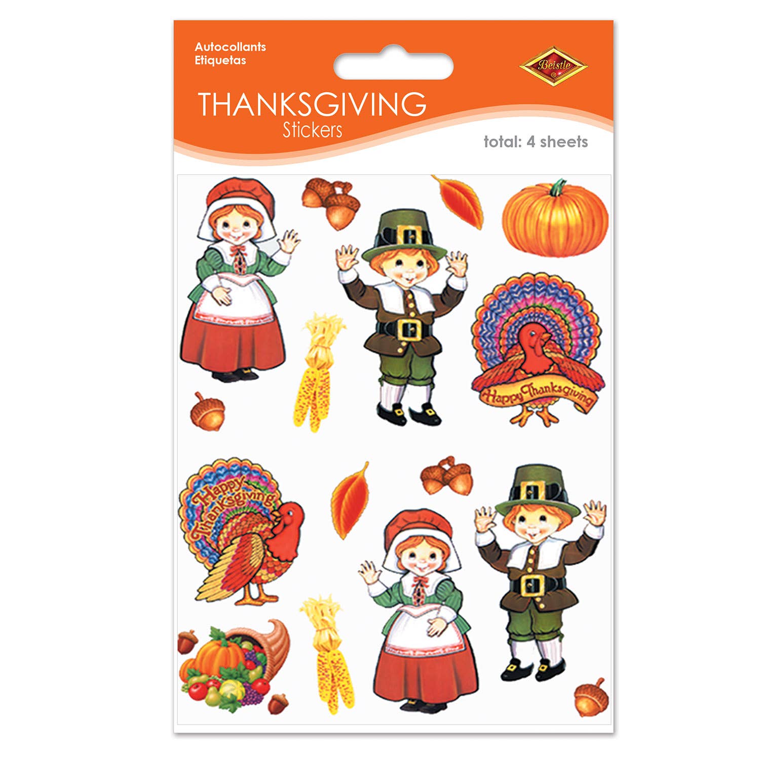 Beistle - Wholesale Sticker - Pilgrim & Turkey Stickers0