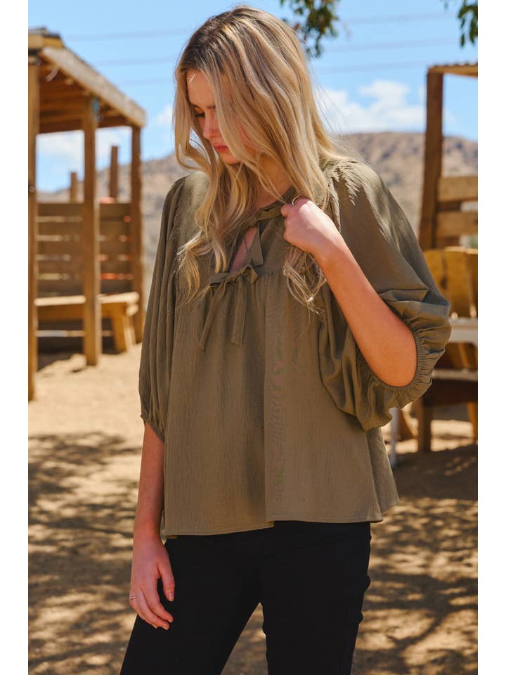 Oddi – Großhandel Bluse – Damen – Luftiger Batwing-Top mit 3/4-Ärmeln11