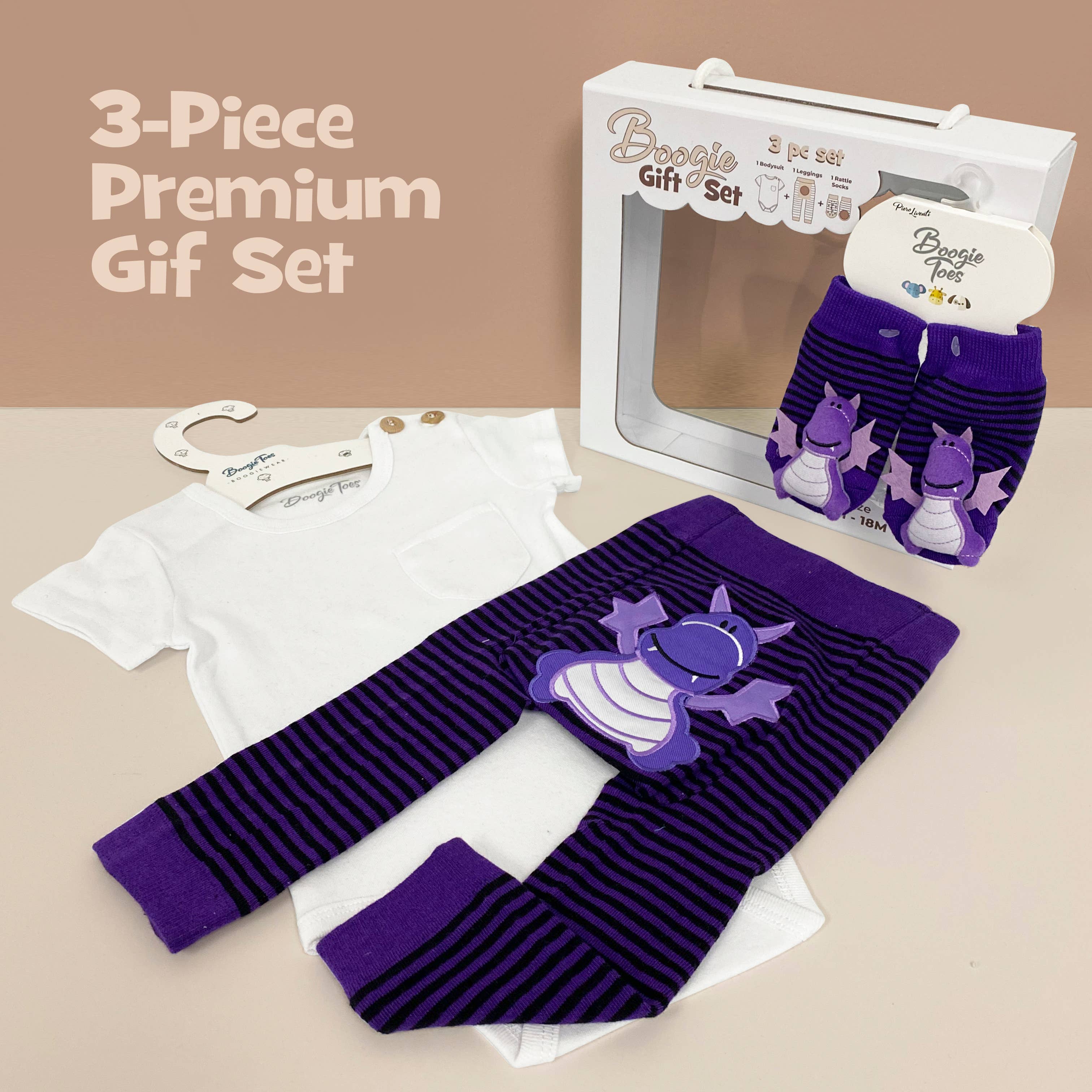 Purple Dragon, 3-Pc Boogie Toes, Tight & Tee Baby Gift Set