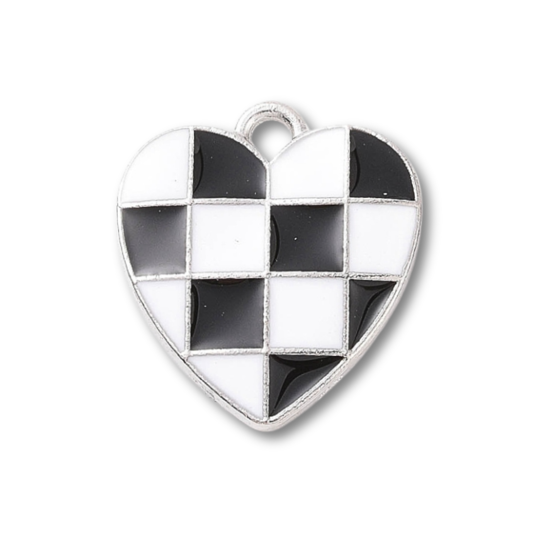 Love, Paige Designs - Wholesale Individual Charm/Pendant - Heart Checkered Silver Charm0