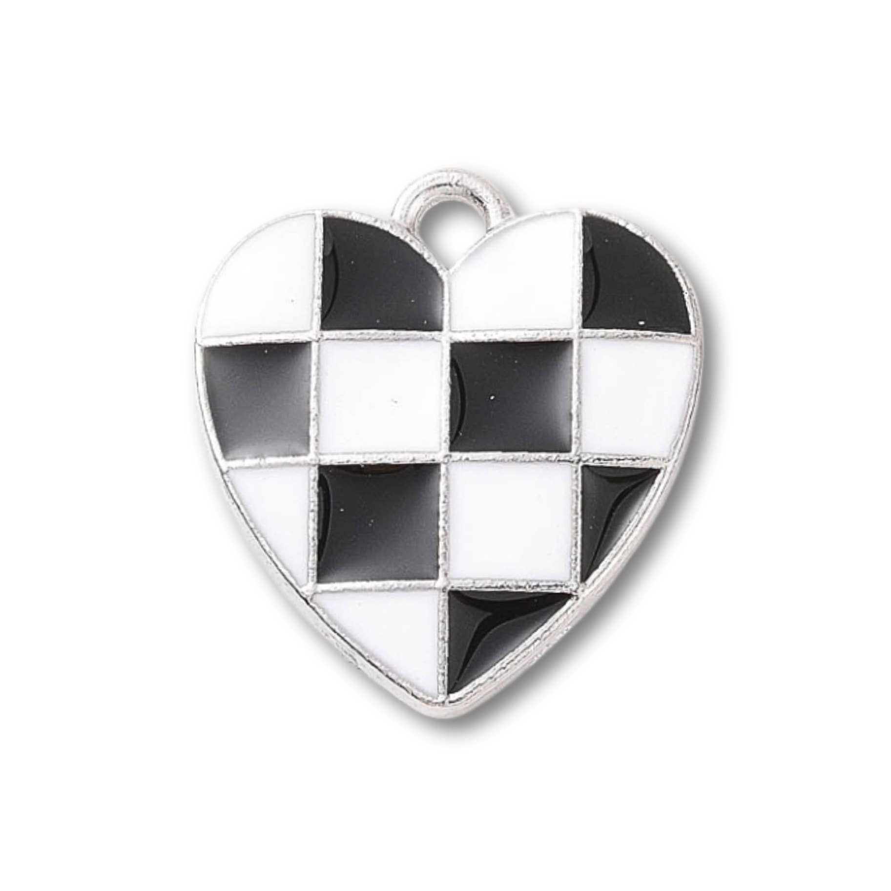 Love, Paige Designs - Wholesale Individual Charm/Pendant - Heart Checkered Silver Charm