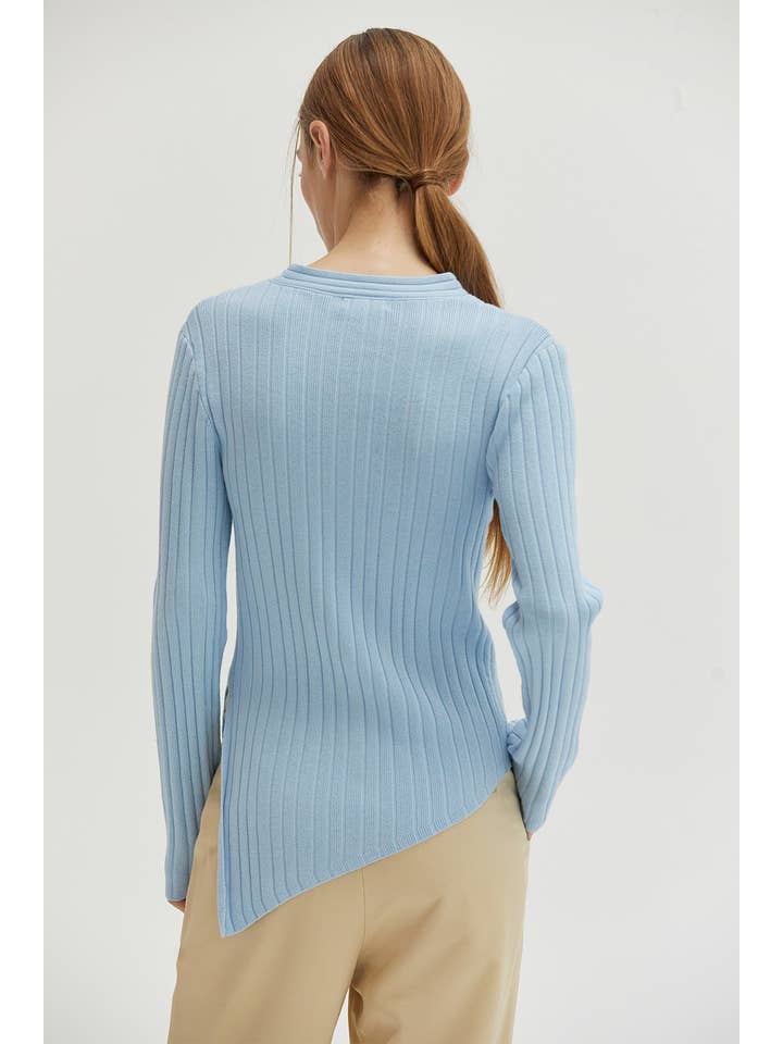 Crescent - Wholesale Knit Top - Women's - CT8839 - Danielle Rib Knit Asymmetric Hem Top