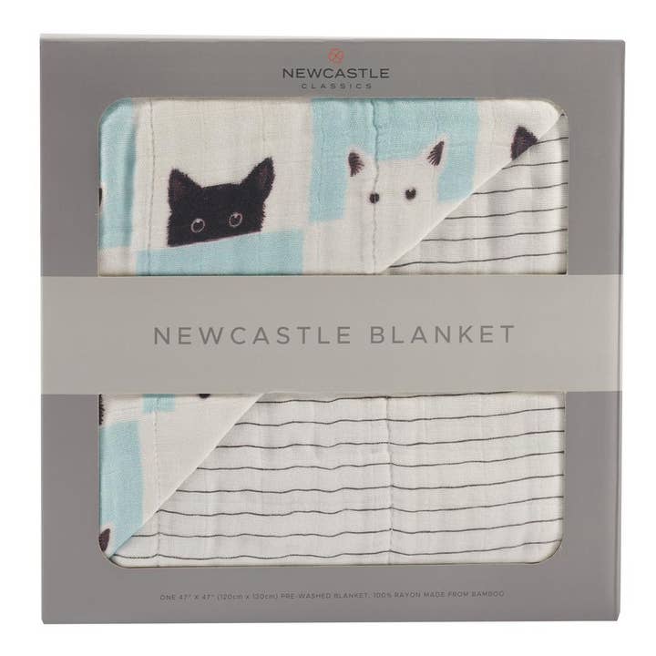 Peek-a-boo Cats and Pencil Stripe Blanket for wholesale by Newcastle Classics