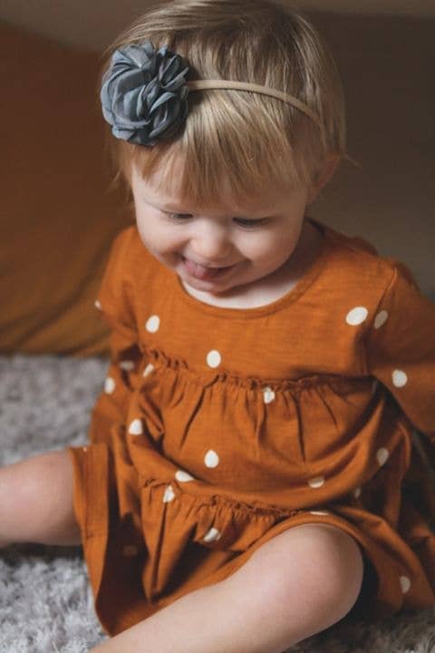 Pink Grey and Mustard Roses Hairbow Set for wholesale on Faire1