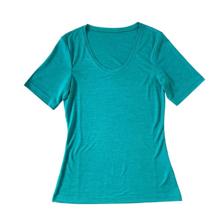Emerald, Merino Wool & Silk Women's T-Shirt (Organic/GOTS) for wholesale by Glückskind