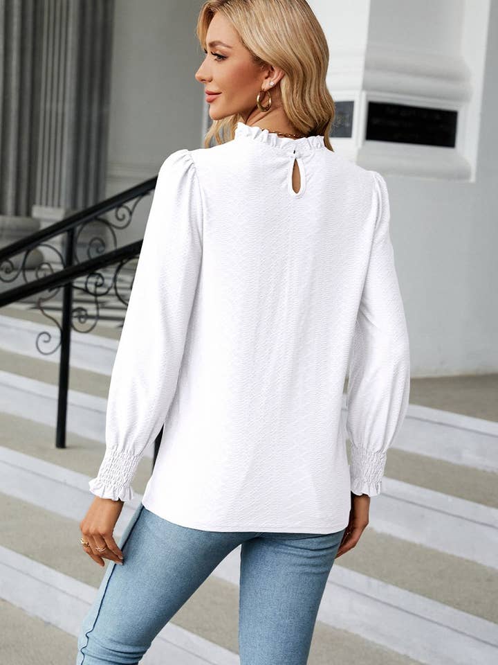 Lily Clothing - Wholesale Blouse - Women's - CWTBLL0195_WOMEN RUFFLED HIGH NECK LONG SLEEVE BLOUSE4