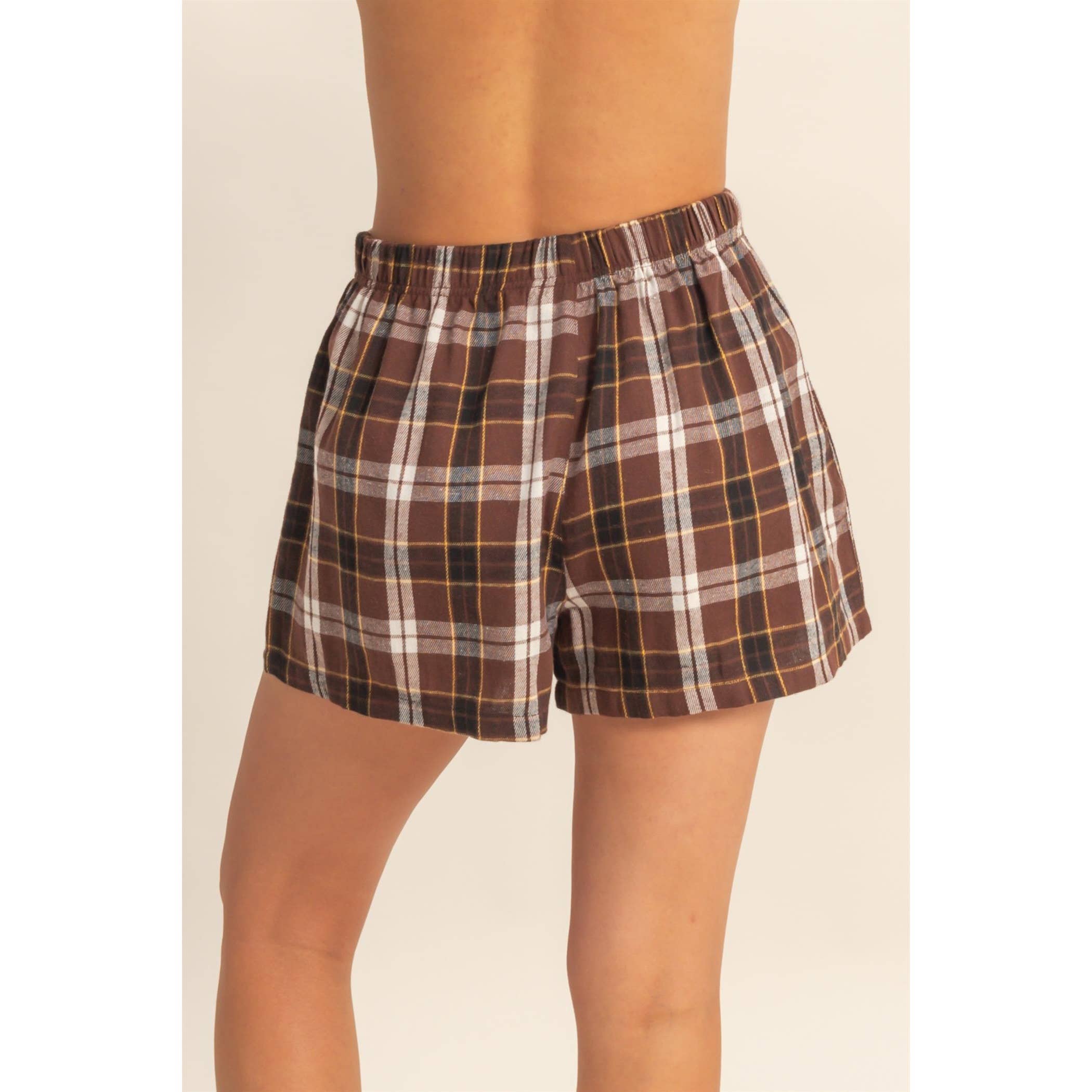 Double Zero - Wholesale Shorts - Women's - Button-Front Flannel Boxer Shorts5