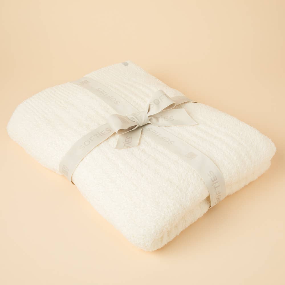 Softies – wholesale Throw blanket – Perfect Home Decor 50" x 70" Solid Rib Marshmallow Blanket0