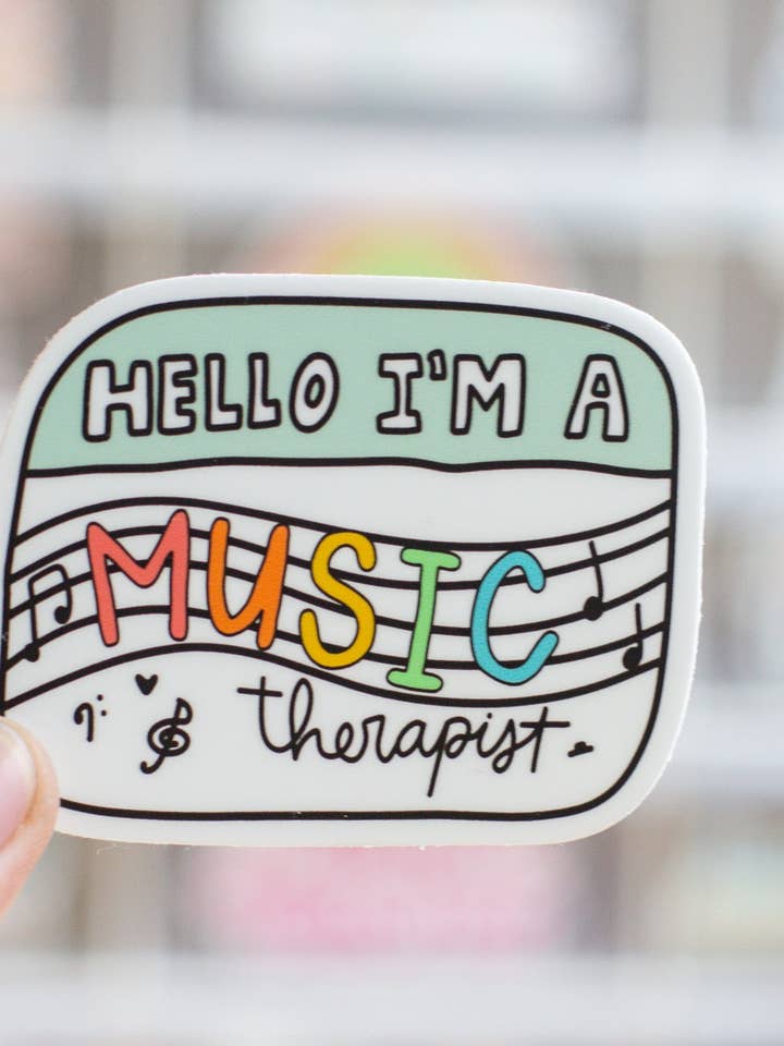 Muziektherapeut Naamplaat Sticker voor wholesale door Musically Minted