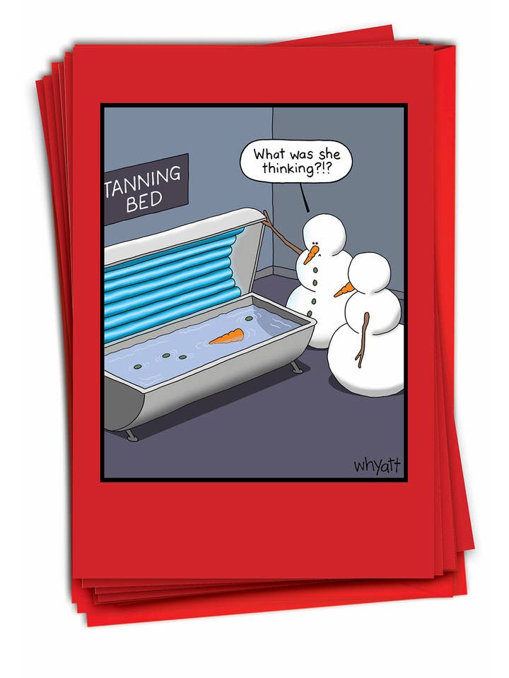 Æske med 12 julekort - Snowman Solarium Bed for engroshandel hos NobleWorks