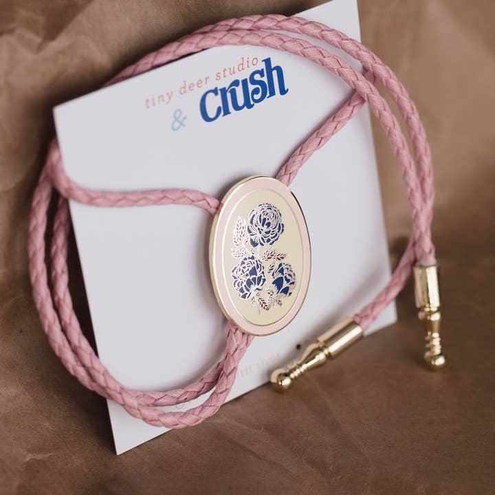 Tiny Deer Studio - Wholesale Woven necklace - Floral Bolo Tie with Crush5