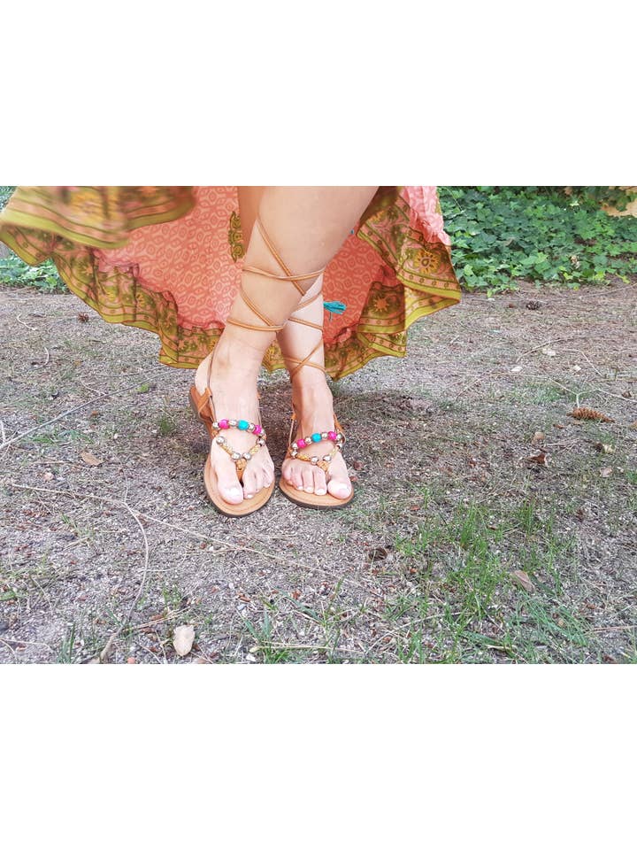Kimago Look - Venta al por mayor Sandalias - Mujer - Sandalia hippie griega con bolas