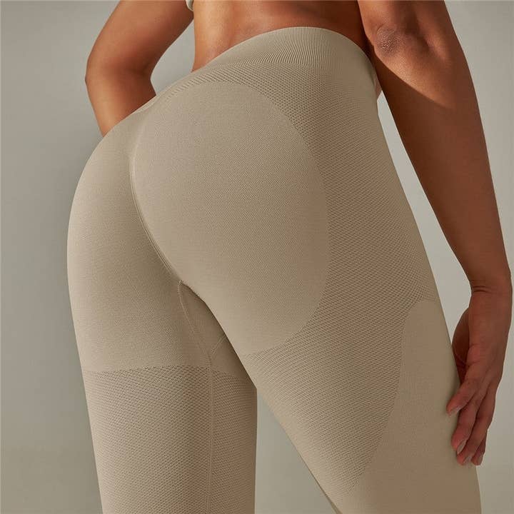 FurDecoration – Großhandel Sport-/Lounge-Leggings – Damen – Einfarbige nahtlose Kompressionsgamaschen2