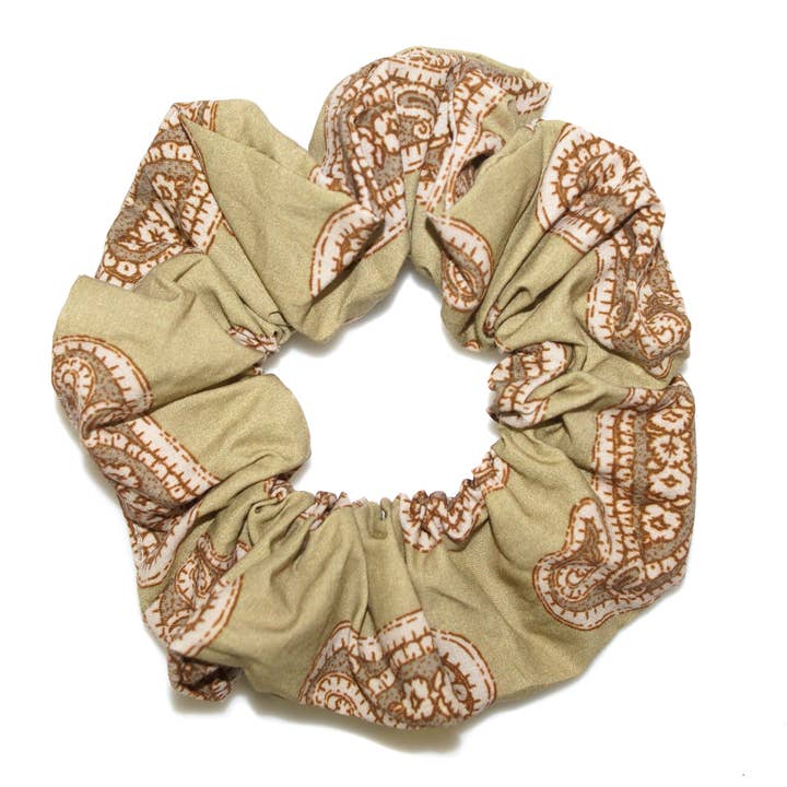 Boteh Scrunchie - HEL353 KHAKI for wholesale by Hepburn & Co.