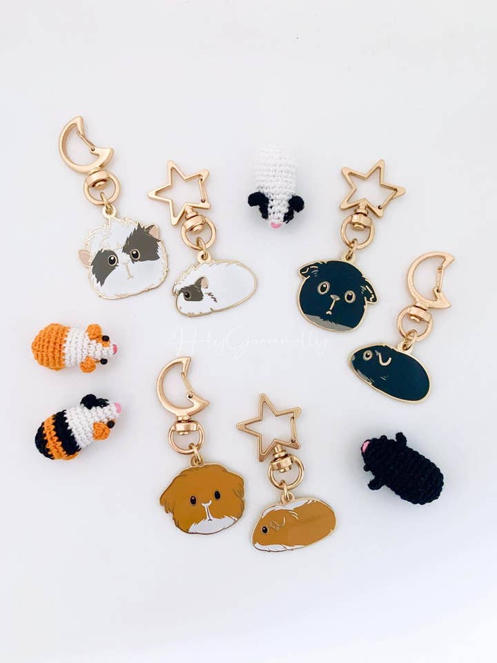 Original Design Guinea Pig Keychains Set for wholesale by HolyGuacamolly