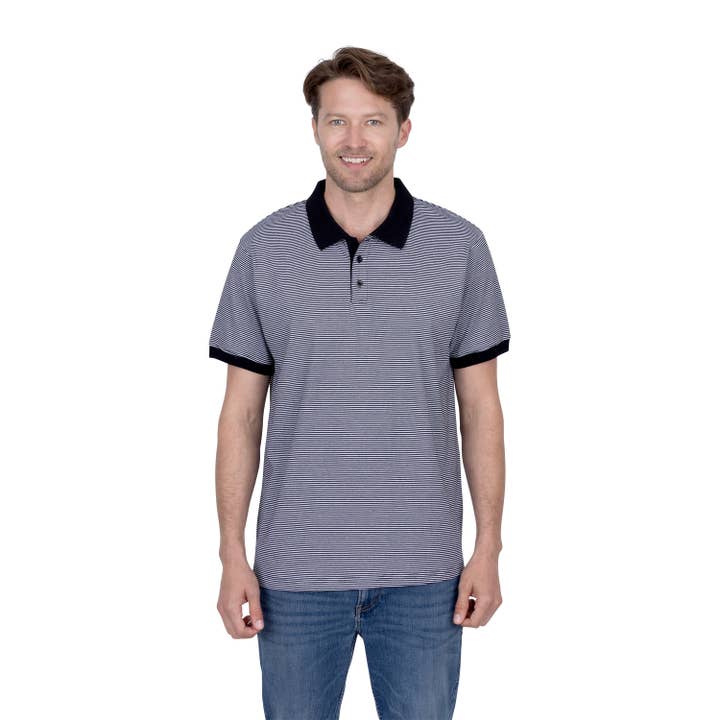 Short Sleeve Cotton Striped Jersey Polo Shirt for wholesale by ben john