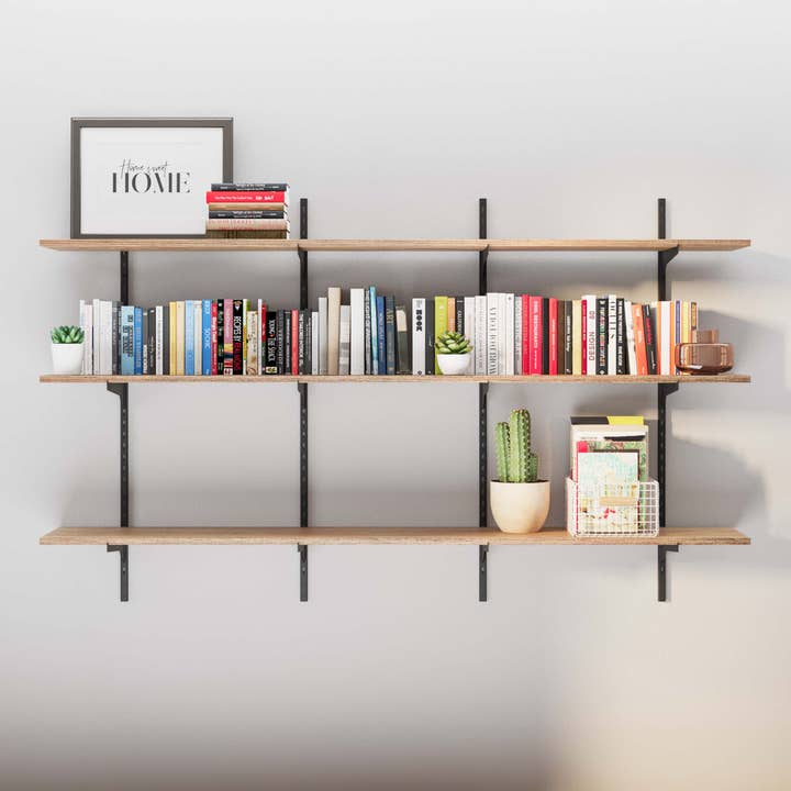 TURIN 60" Adjustable Shelves with 10" Deep Board - 2, 3 or 4 Tier - Burnt for wholesale by Wallniture