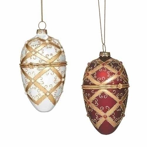 Red/Gold & Ivory/Gold Egg Ornament 2 Assorted for wholesale by Roman