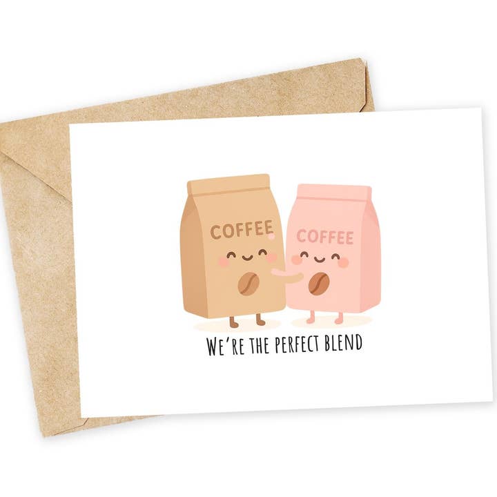 Coffee Love Card: Handmade Anniversary Card for wholesale by Chewy Lemon Studio