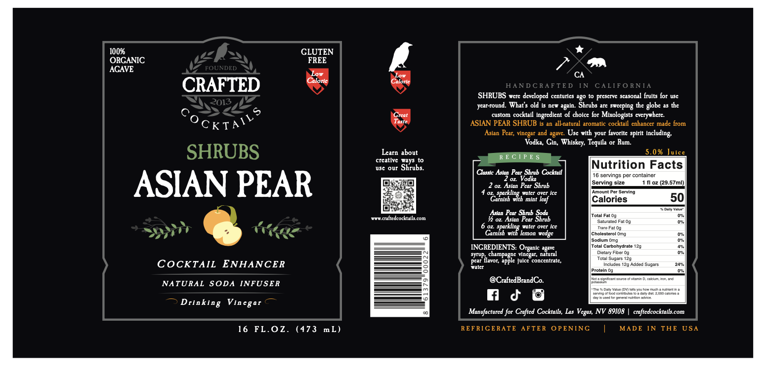 Crafted Cocktails - Wholesale Cocktail Mix/Syrup - Asian Pear Shrub - Cocktail Enhancer & Soda Flavoring8