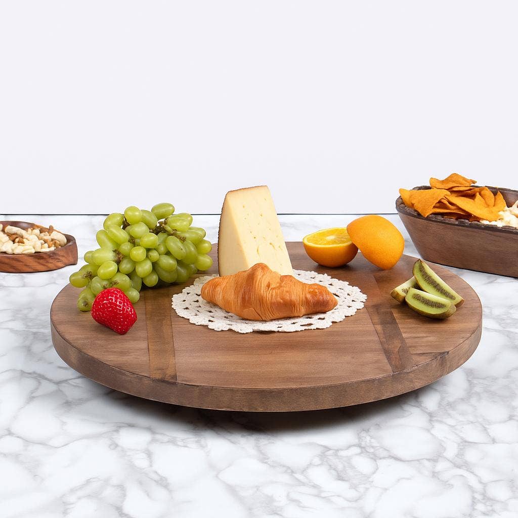 Valor Home Goods - Wholesale Lazy Susan - 18" Large Rustic Wood Lazy Susan –  Rotating Centerpiece 1