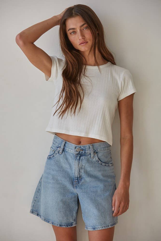 By Together - Wholesale Knit Top - Women's - L8346 | Knit Polyester Rayon Spandex Pointelle Ribbed Top 2