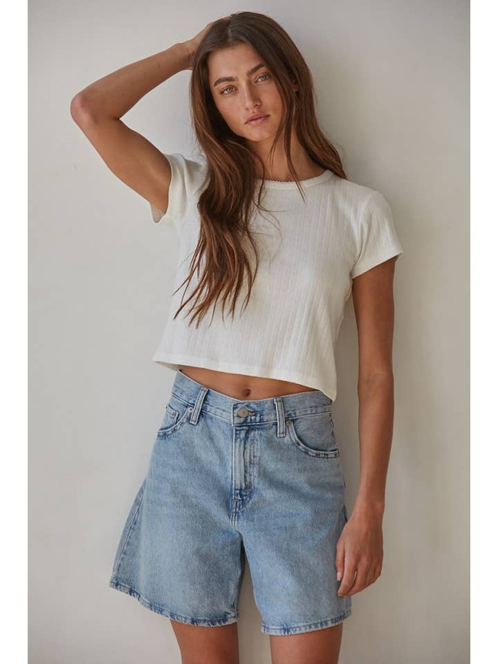 By Together - Wholesale Knit Top - Women's - L8346 | Knit Polyester Rayon Spandex Pointelle Ribbed Top 2