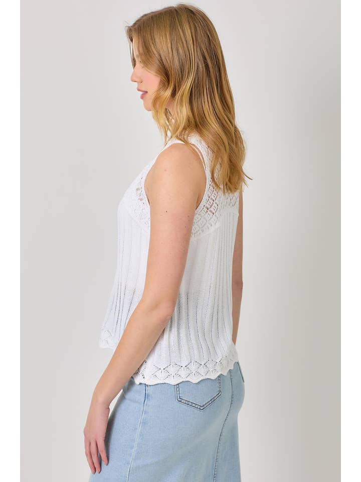 Mystree - Wholesale Knit Top - Women's - 60948 Crochet Yoke Sleeveless Sweater Top 10