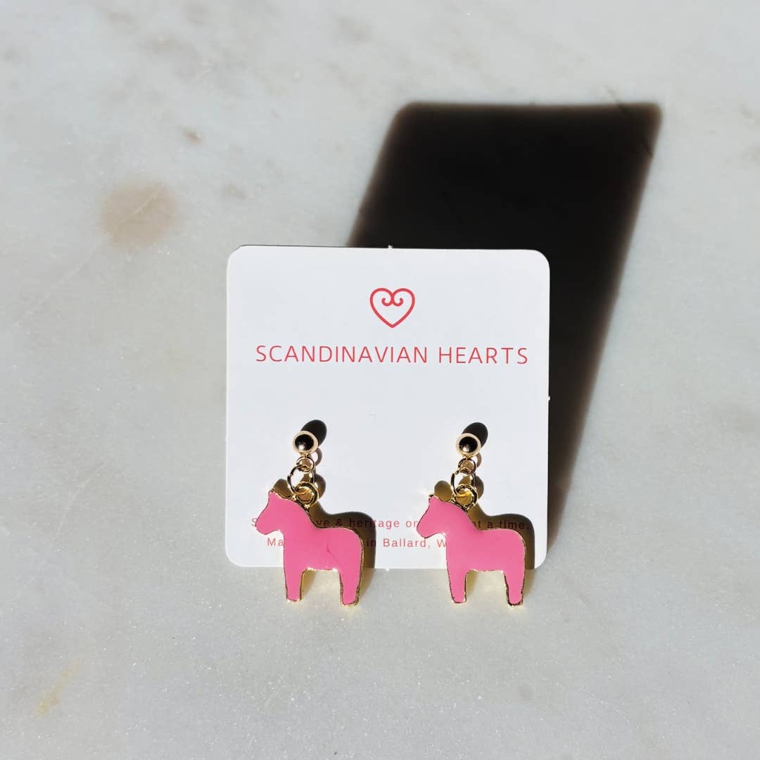Scandinavian Hearts - Wholesale Stud/Post Earrings - Dala Horse Earrings2
