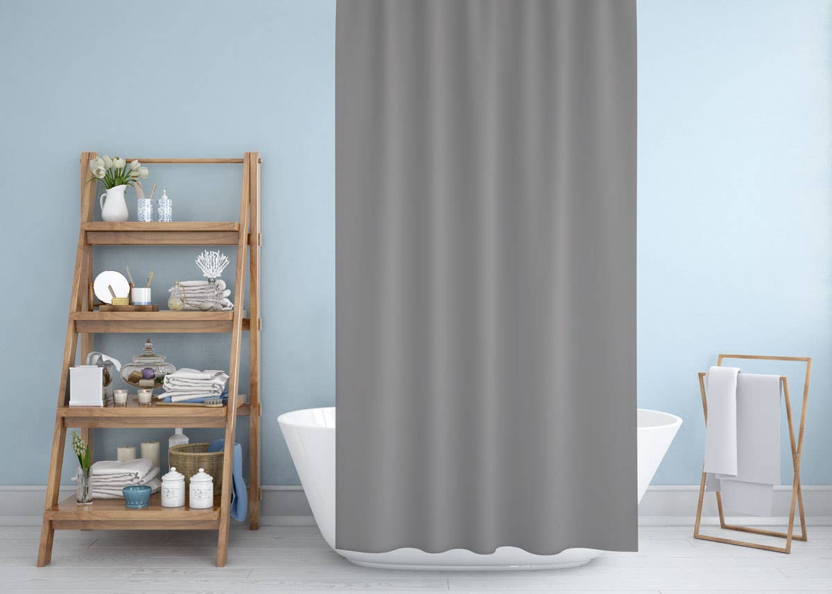 TROPIK HOME – wholesale Shower curtain – Plain Grey, Narrow and Long Fabric Bathroom Shower Curtain1