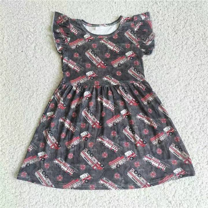 Baby girls red truck pearl dresses for wholesale by Aier Wholesale