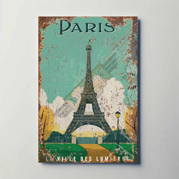 Paris Eiffel Tower Metal Poster for wholesale by Auto Junk UK Ltd